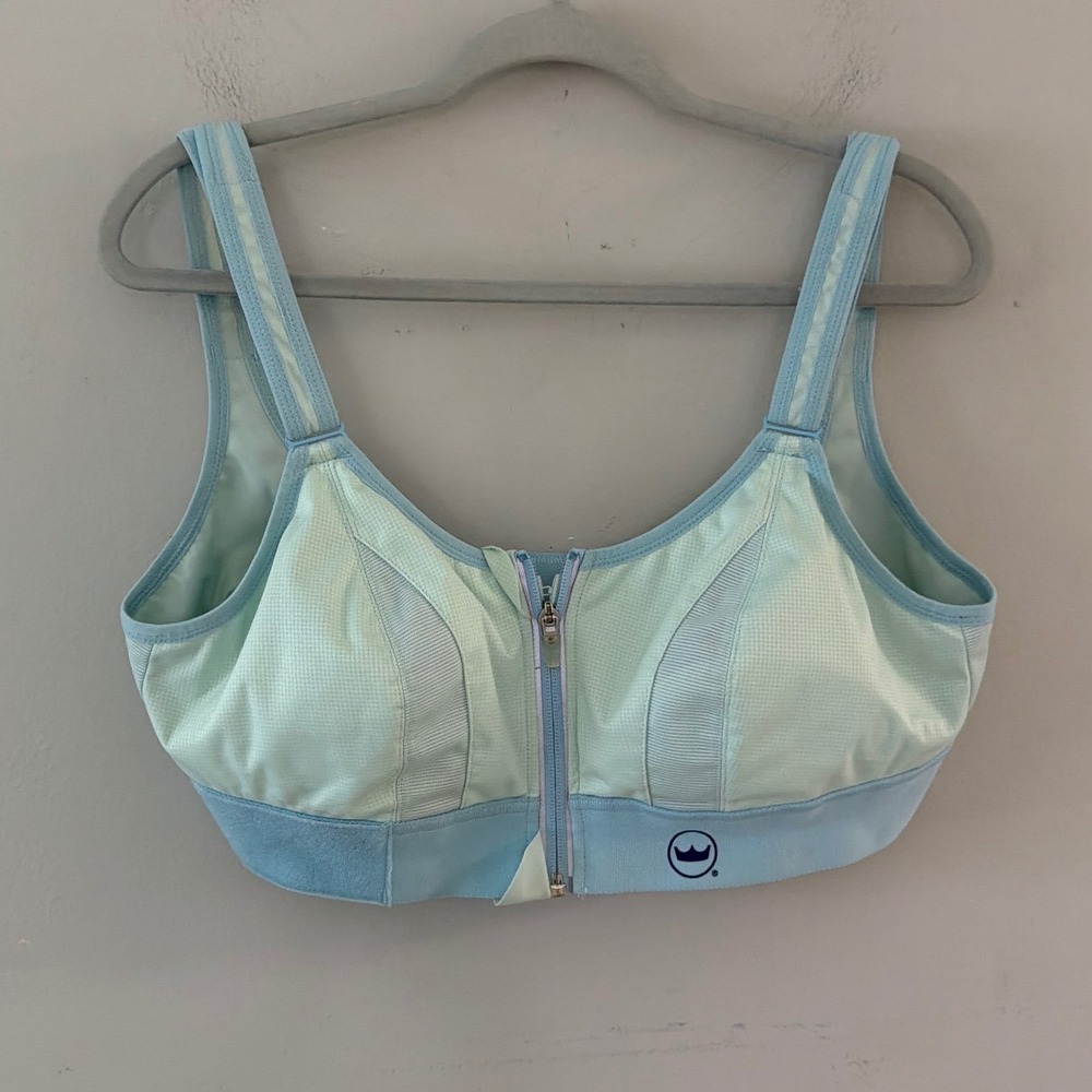Shefit Ultimate Sports Bra Mint Green Blue‎ High Impact Front Zip Size 1L Luxe